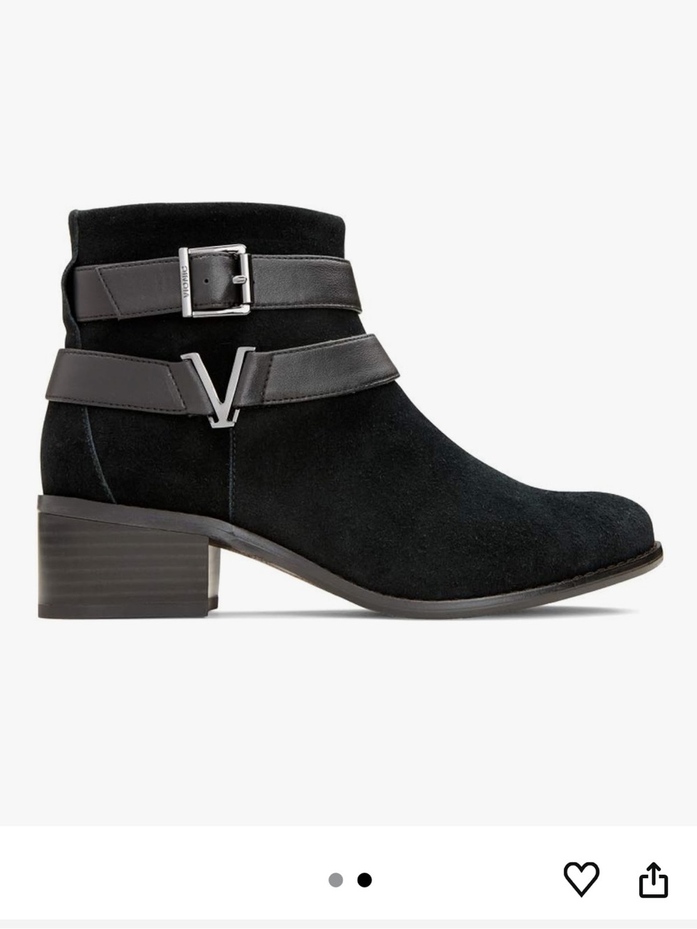 Vionic Mana Black Suede Ankle Boots with Buckle Strap